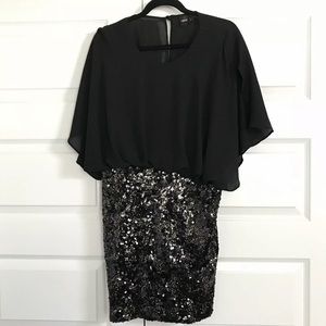 Black ASOS midi sequin dress